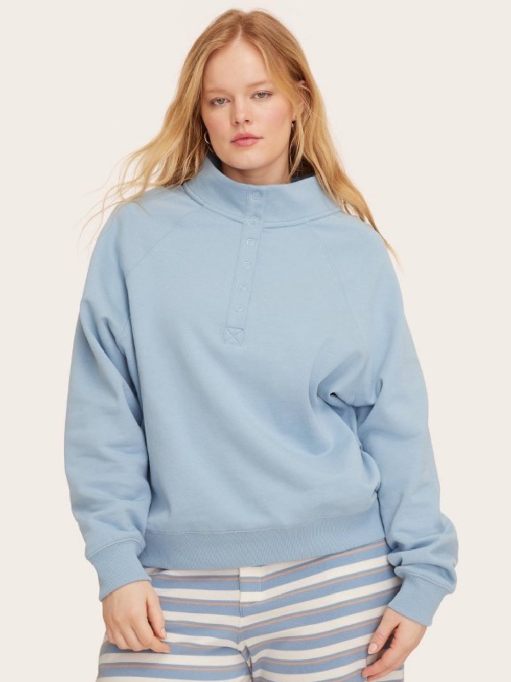 Parke x Target Women’s Light Blue Snap Mockneck Popover Sweatshirt